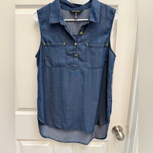 Ellen Tracy Blue Sleeveless Tunic Top